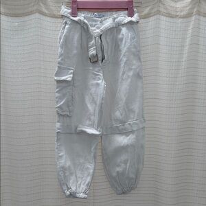 White Cargo Jogger Pants